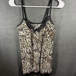 y2k women babydoll slip dress medium mobwife animal print lace silky 90s